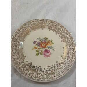 Vintage NASCO Meissen Rose 22k Gold Trimmed Dessert Plate Floral Bouquet